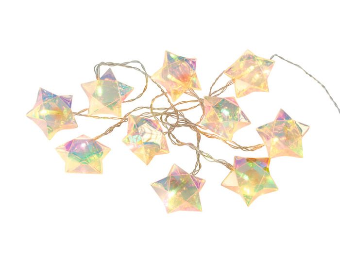 Lyskæde m/stjerner hologram 10 LED 2,25 meter